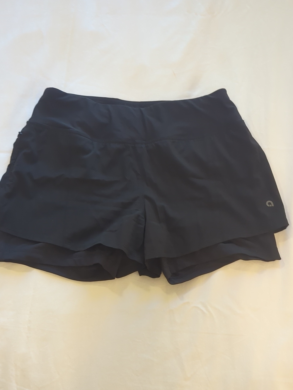 Hyba Athletic Black Women's Layered Running Shorts
